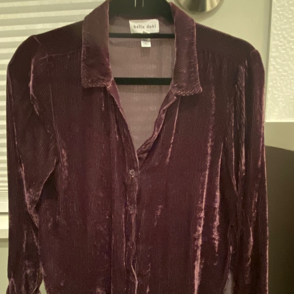 Eggplant Coloured Crushed Velvet Corduroy Top - Picture 1 of 2